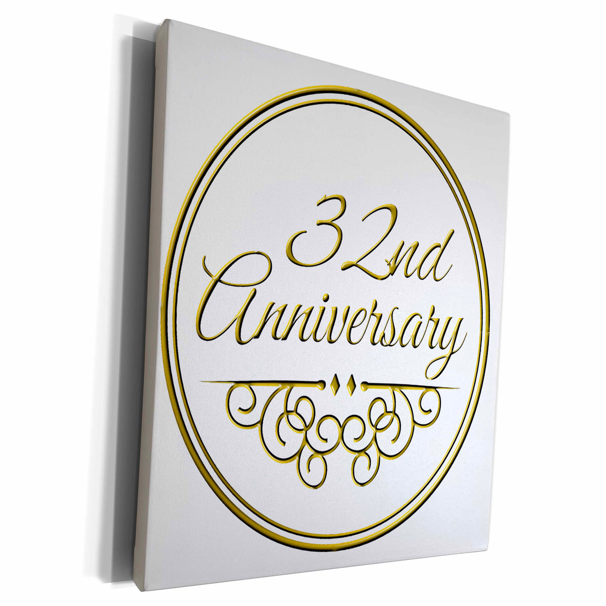 3dRose Museum Grade Canvas Wrap 32nd Celebration in Gold Text