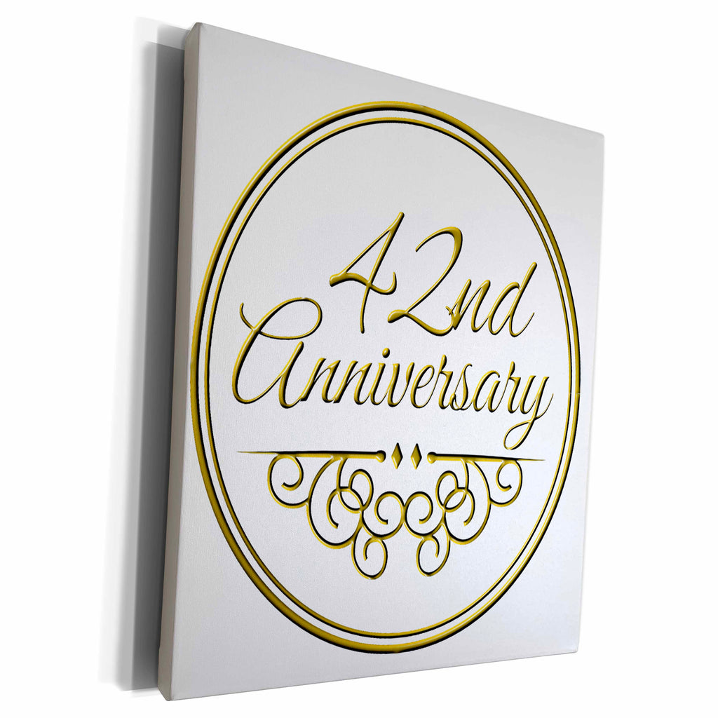 Museum Grade Canvas Wrap - Gold Text for Celebrating 42nd Year - 3dRose Collection