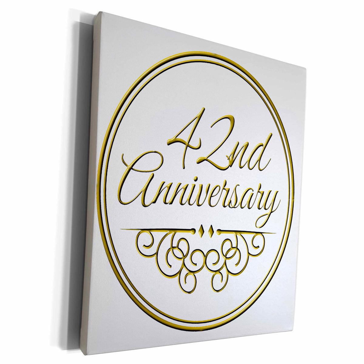 Museum Grade Canvas Wrap - Gold Text for Celebrating 42nd Year - 3dRose Collection