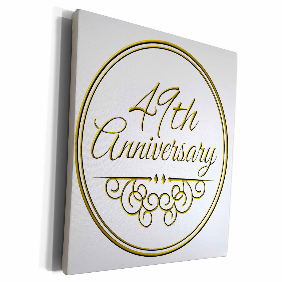 3dRose Museum Grade Canvas Wrap - Gold Text for Celebrating 49th Year Milestone Collection