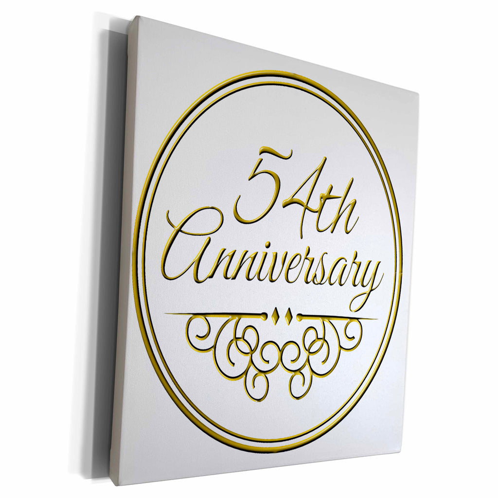 Museum Grade Canvas Wrap - Gold Text for Celebrating 54th Occasion - 3dRose Collection