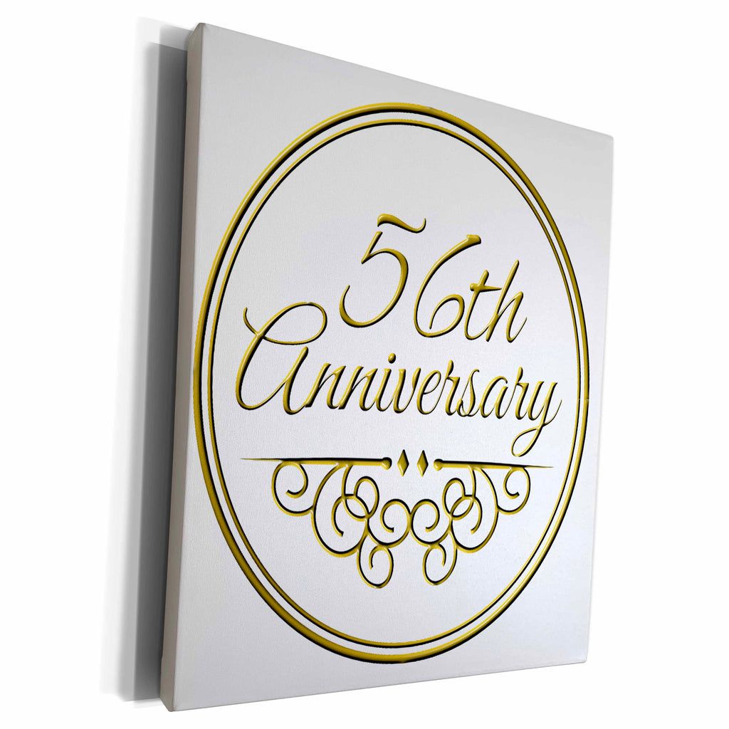 3dRose Museum Grade Canvas Wrap - 56th Celebration in Gold Text - A Unique Decor Piece