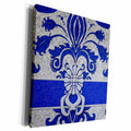 3dRose Damask Royal Blue and Silver - Museum Grade Canvas Wrap (cw_15450)