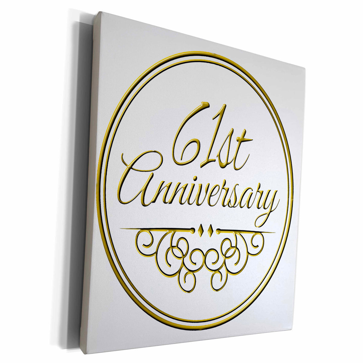 Museum Grade Canvas Wrap - Gold Text for Celebrating 61st Year - 3dRose Collection