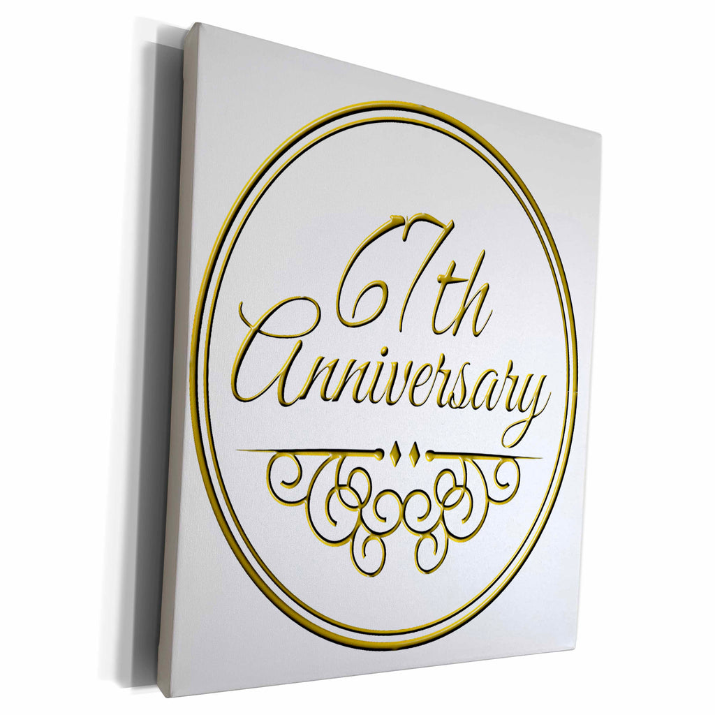 3dRose Museum Grade Canvas Wrap - 67th Celebration in Gold Text - Compliant with Amazon Policy