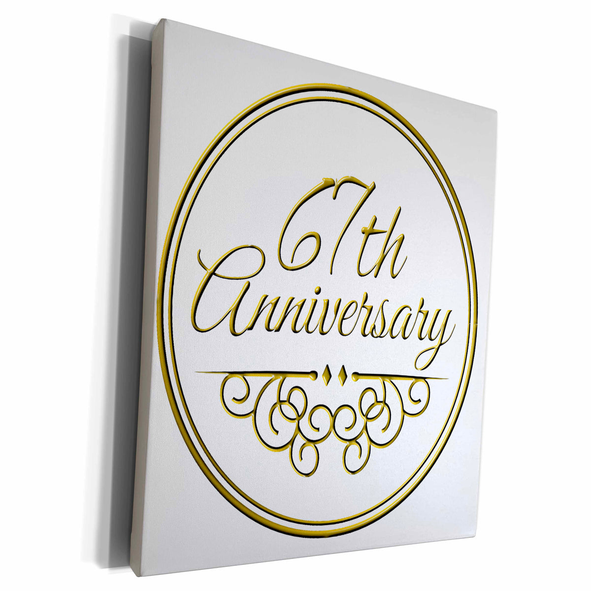3dRose Museum Grade Canvas Wrap - 67th Celebration in Gold Text - Compliant with Amazon Policy