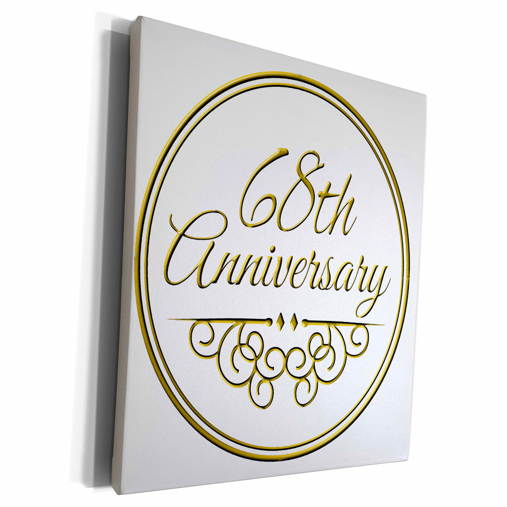 3dRose Museum Grade Canvas Wrap - 68th Celebration - Gold Text design
