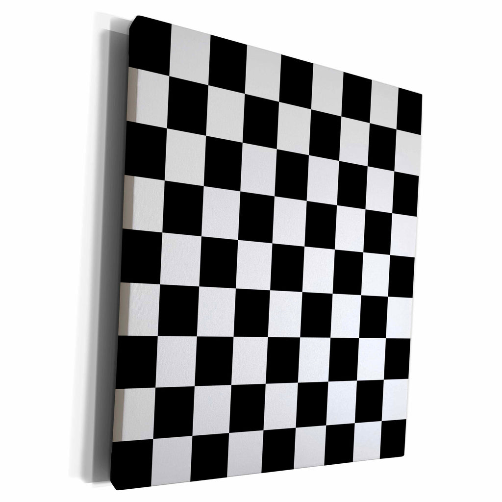 3dRose Check black and white pattern - checkered checked... - Museum Grade Canvas Wrap (cw_154527)