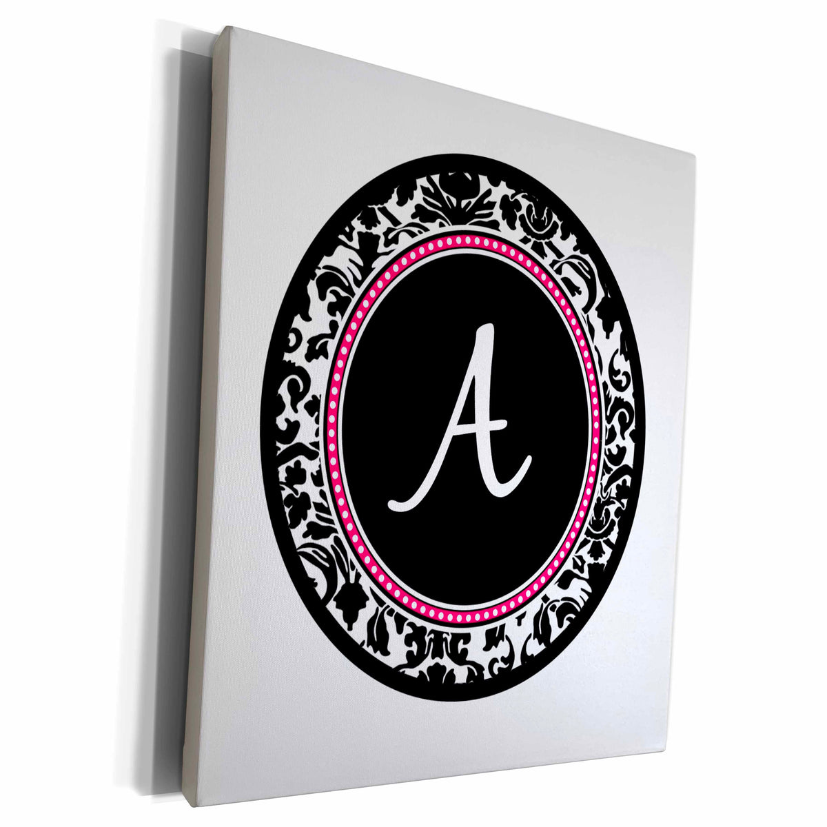3dRose Letter A stylish monogrammed circle - girly personal... - Museum Grade Canvas Wrap (cw_154593)