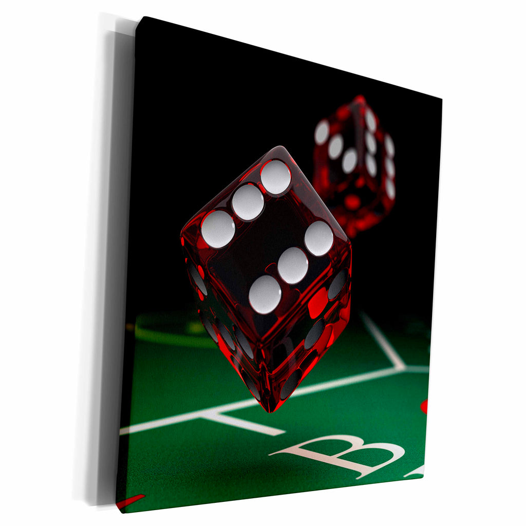 3dRose Craps table showing two dice being thrown gamble... - Museum Grade Canvas Wrap (cw_155024)
