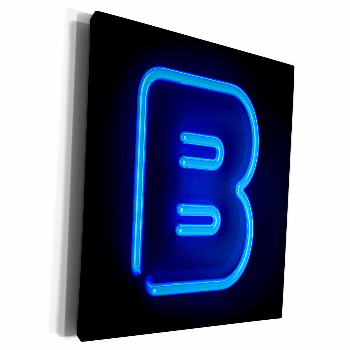 3dRose Monogram letter B abstract neon blue lit shining... - Museum Grade Canvas Wrap (cw_155122)