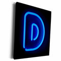 3dRose Monogram letter D abstract neon blue lit shining... - Museum Grade Canvas Wrap (cw_155124)