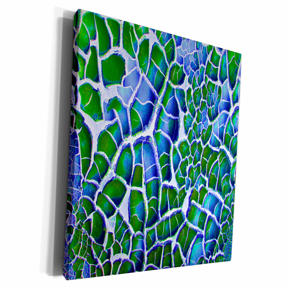 3dRose Blue Green Art Deco Facade - Museum Grade Canvas Wrap (cw_15519)