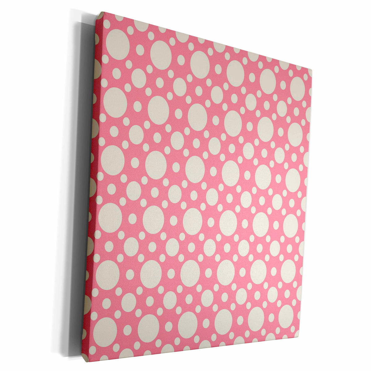 3dRose Pink and White Whimsical Dots Girly Chic - Museum Grade Canvas Wrap (cw_155713)