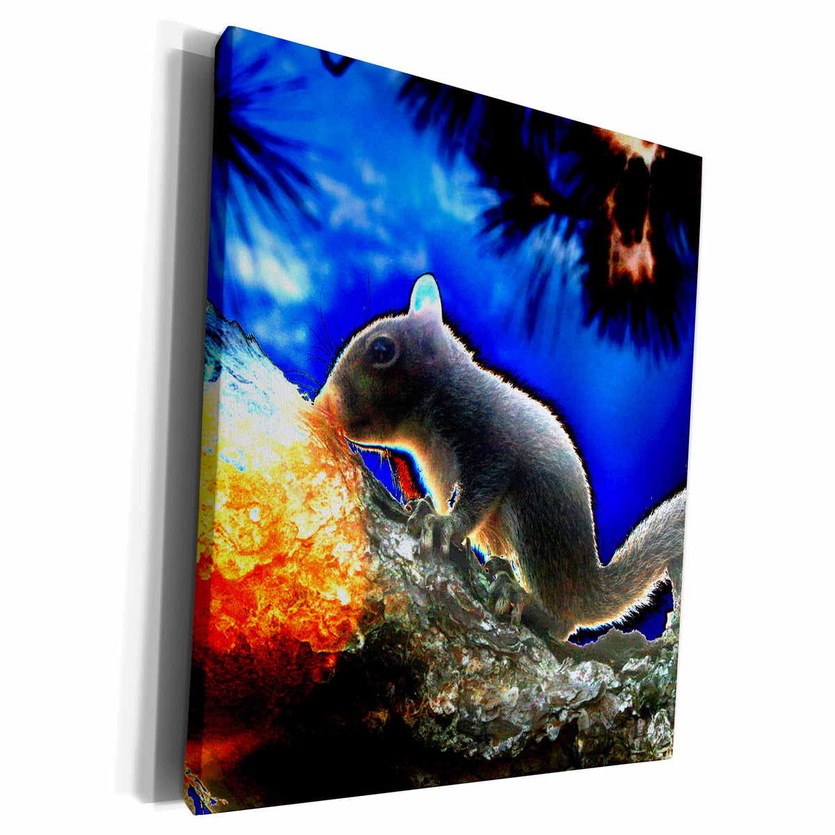 3dRose Squirrel In tree Pop Art Style sq - Museum Grade Canvas Wrap (cw_156097)