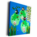 3dRose SmudgeArt Frog Designs - Frog Triplets - Museum Grade Canvas Wrap (cw_15670)
