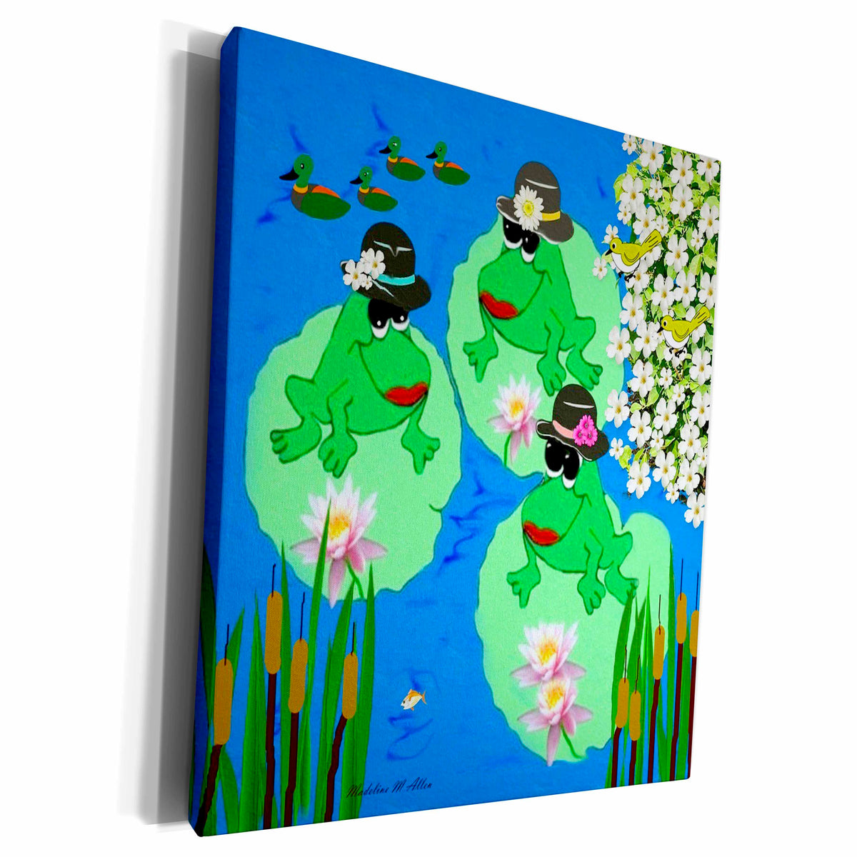 3dRose SmudgeArt Frog Designs - Frog Triplets - Museum Grade Canvas Wrap (cw_15670)