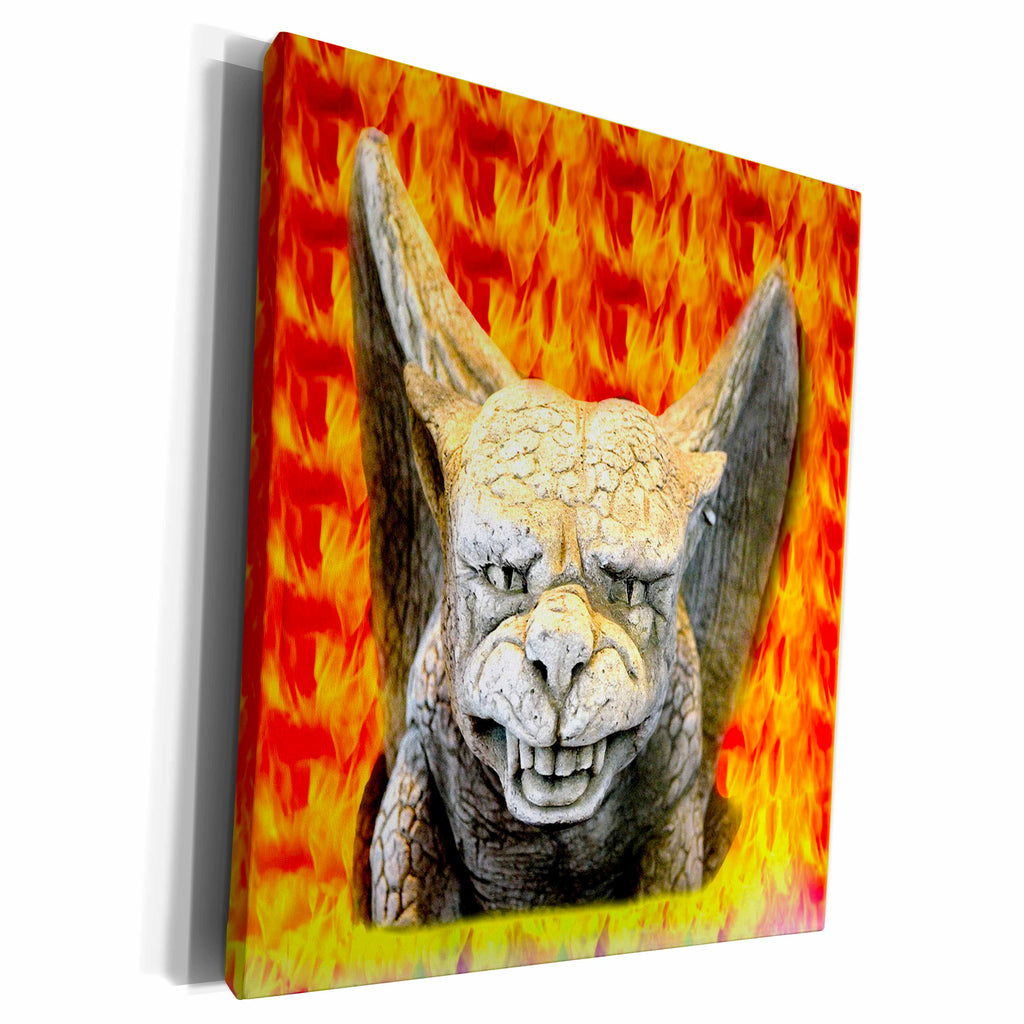 3dRose Gargoyle with Fire Background - Museum Grade Canvas Wrap (cw_156751)