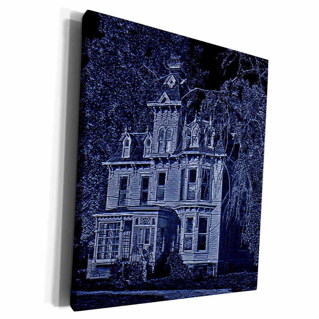 3dRose Scary Looking House in the Midnight Light - Museum Grade Canvas Wrap (cw_156818)