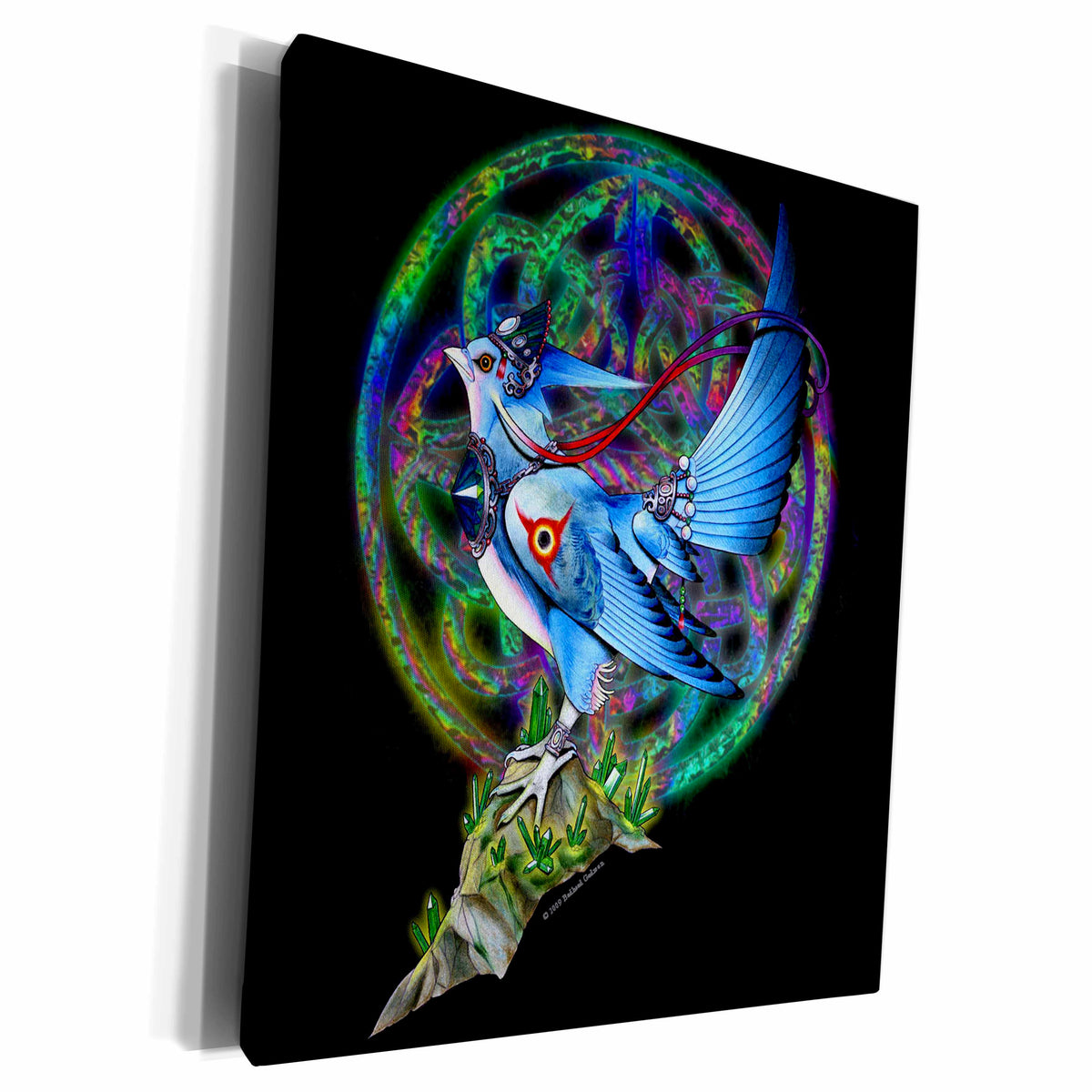 3dRose Feathyrkin Veeku Blue Warrior Bird Fantasy Art - Museum Grade Canvas Wrap (cw_156835)
