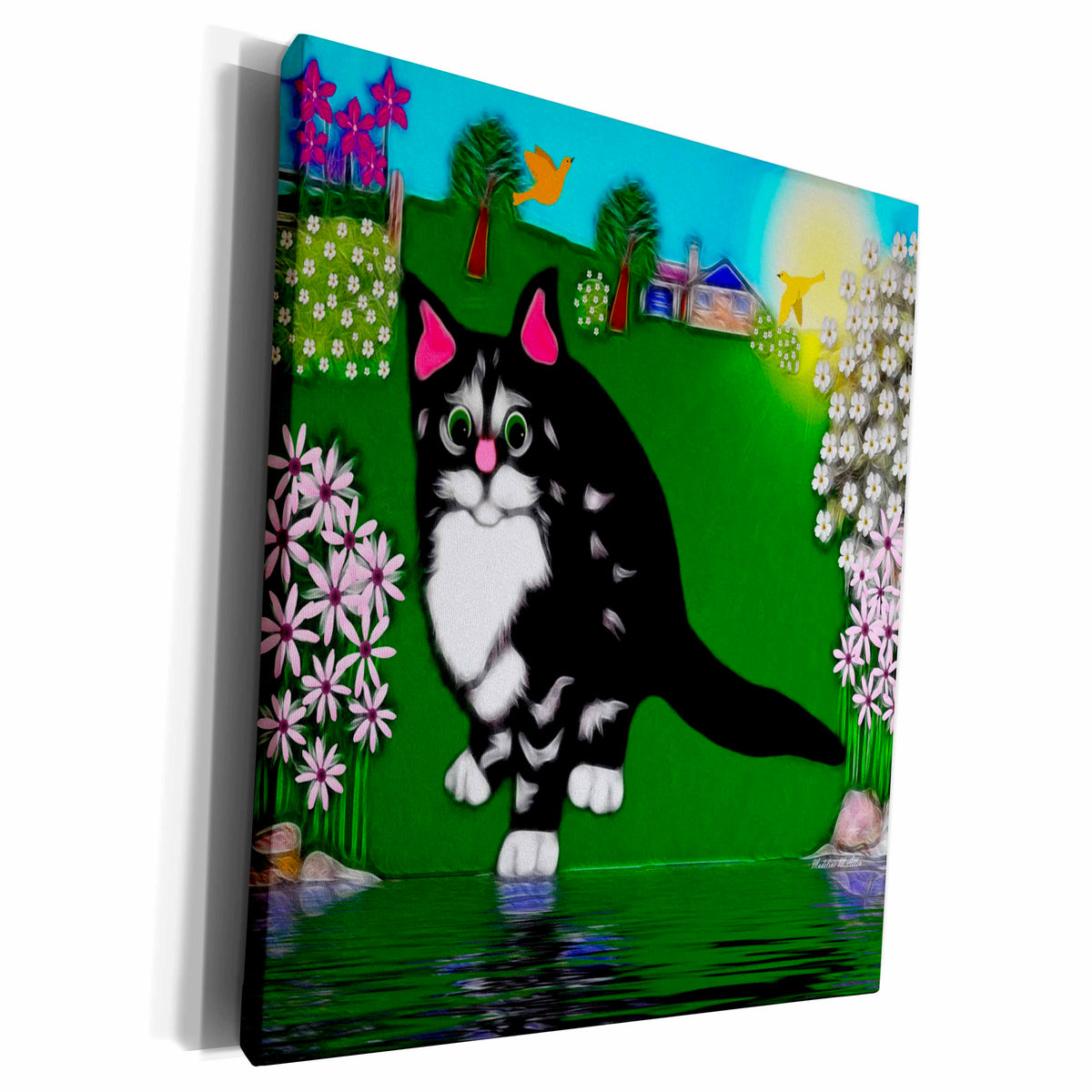 3dRose SmudgeArt Cat Designs - Cat J - Museum Grade Canvas Wrap (cw_15729)