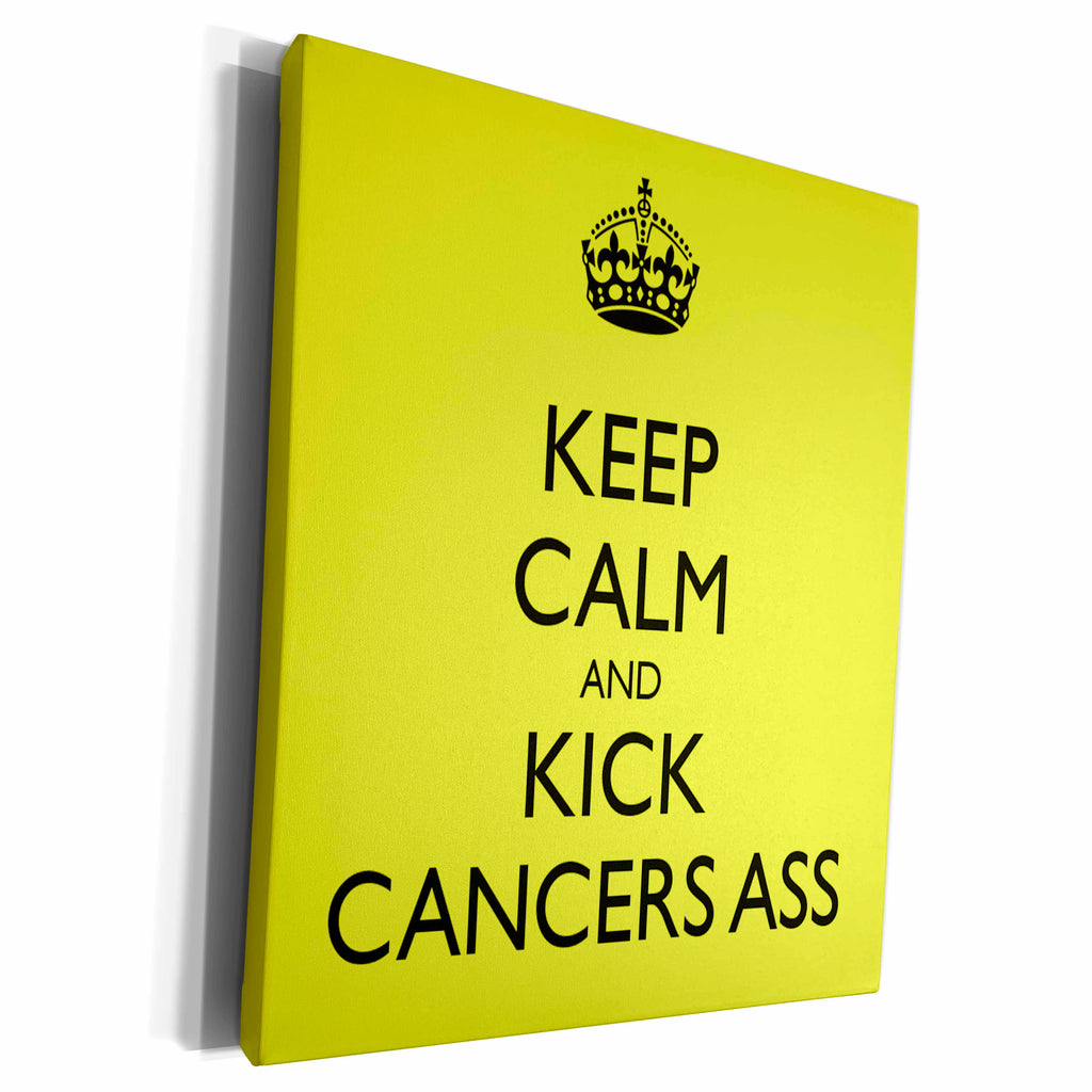 3dRose EvaDane - Quotes - Keep calm and kick cancer’s ass - Museum Grade Canvas Wrap (cw_157443)