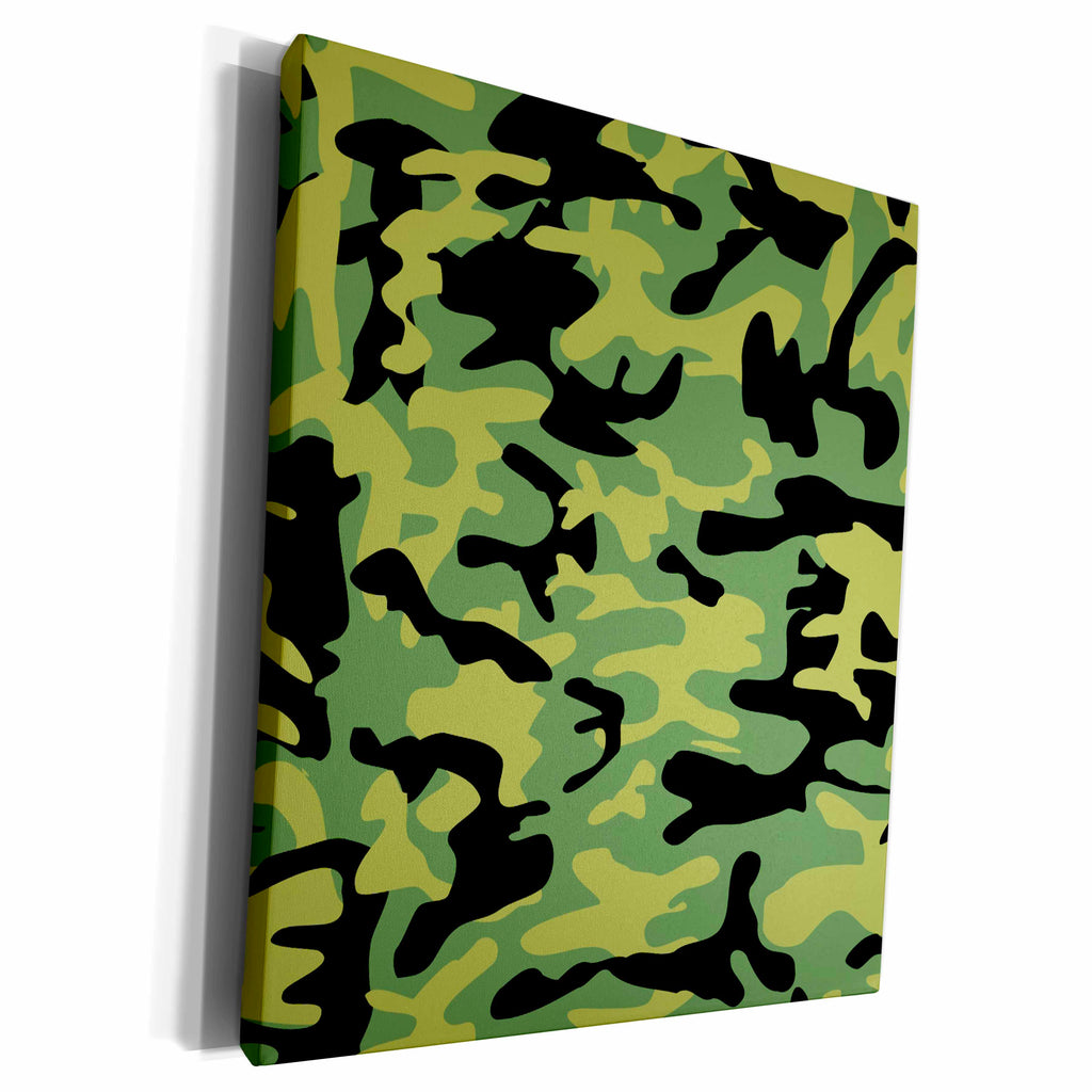 3dRose Green camo print - army uniform camouflage pattern -... - Museum Grade Canvas Wrap (cw_157601)
