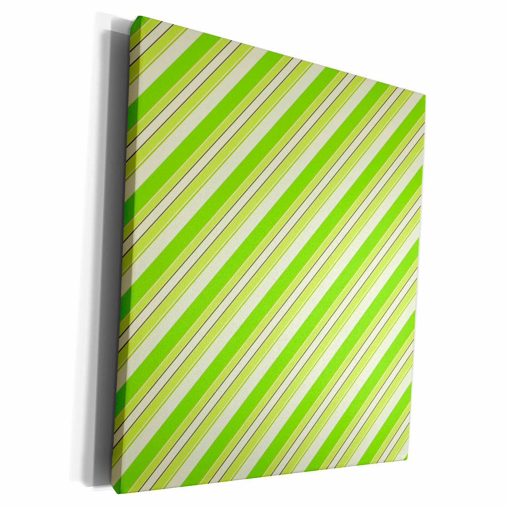 3dRose Green apple colored diagonal striped pattern. - Museum Grade Canvas Wrap (cw_157868)