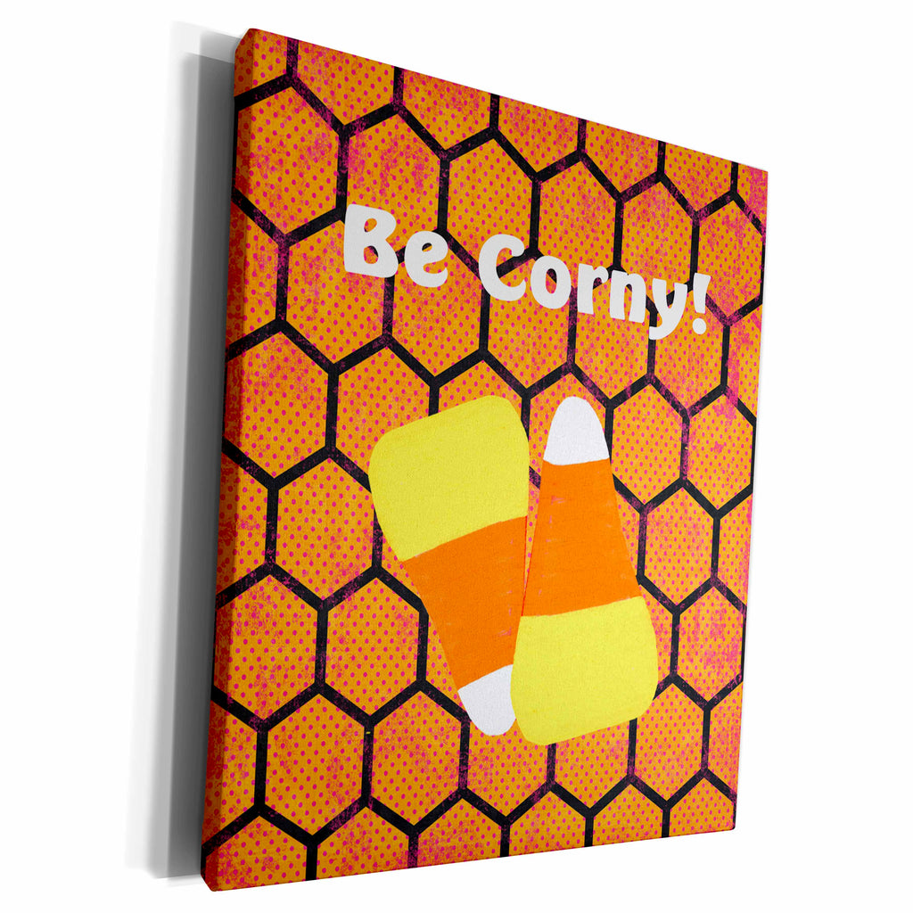 3dRose Beverly Turner Halloween Design - Candy Corn, Be Corny - Museum Grade Canvas Wrap (cw_157895)