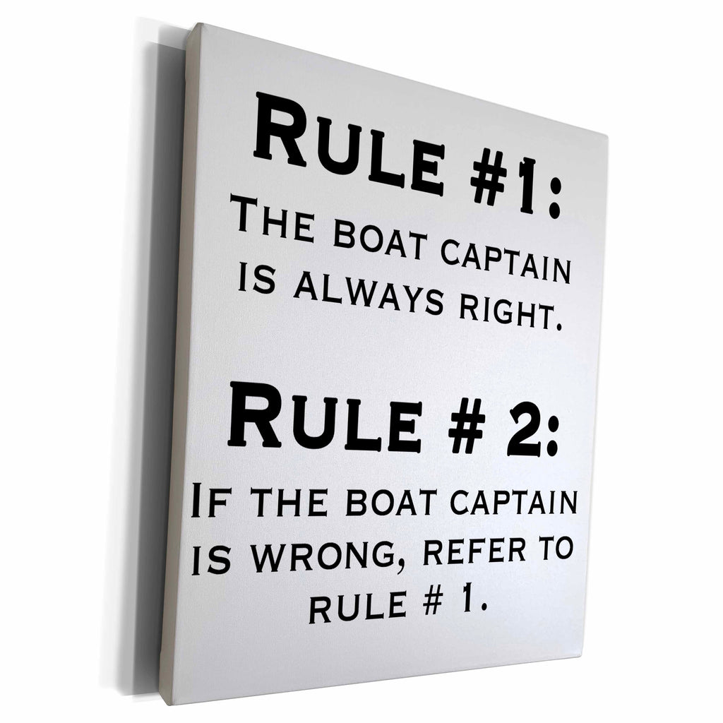 3dRose EvaDane - Funny Quotes - Boat Captain Rules - Museum Grade Canvas Wrap (cw_159650)