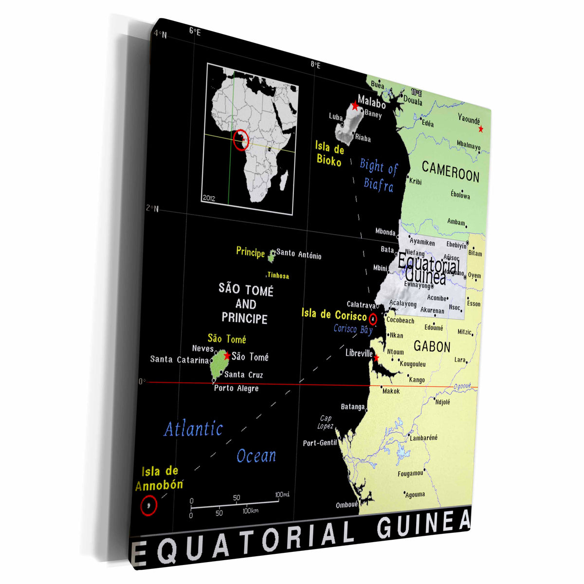 3dRose Modern Map Of Equatorial Guinea In Vivid Color - Museum Grade Canvas Wrap (cw_159729)