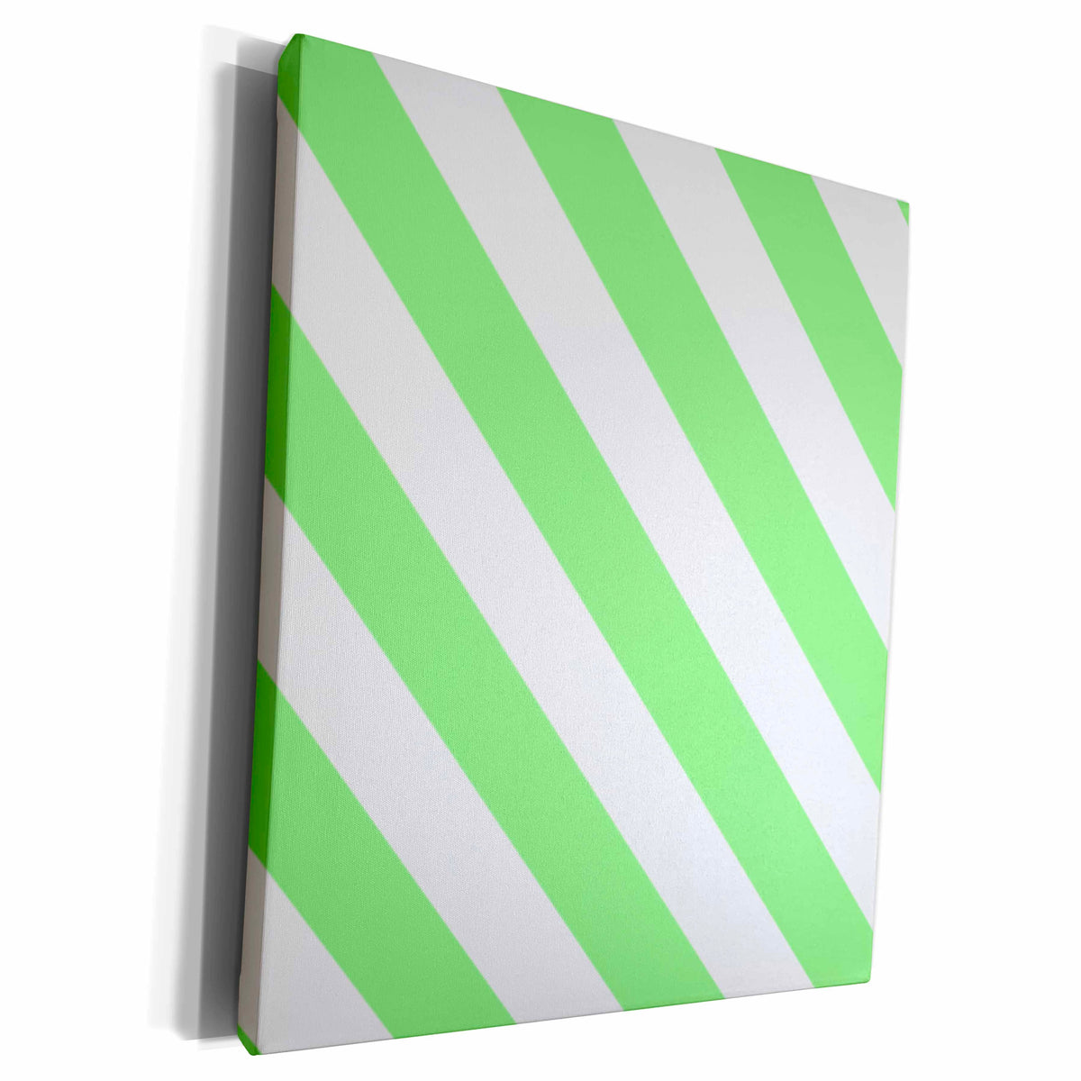 3dRose Lime Green and white diagonal stripe pattern. Light... - Museum Grade Canvas Wrap (cw_159894)