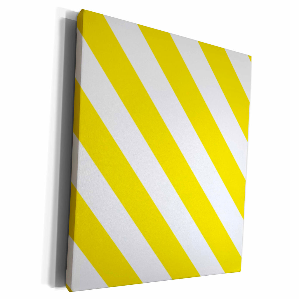 3dRose Mustard yellow and white diagonal stripe pattern -... - Museum Grade Canvas Wrap (cw_159896)