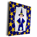 3dRose Wizard dressed in blue with magic wand and magic globe - Museum Grade Canvas Wrap (cw_160650)