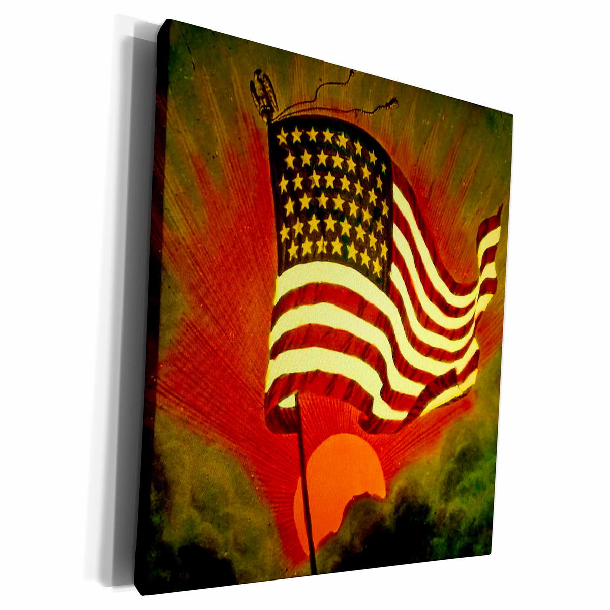 3dRose Scenes from the Past Magic Lantern Slide - Old Glory - Museum Grade Canvas Wrap (cw_16102)
