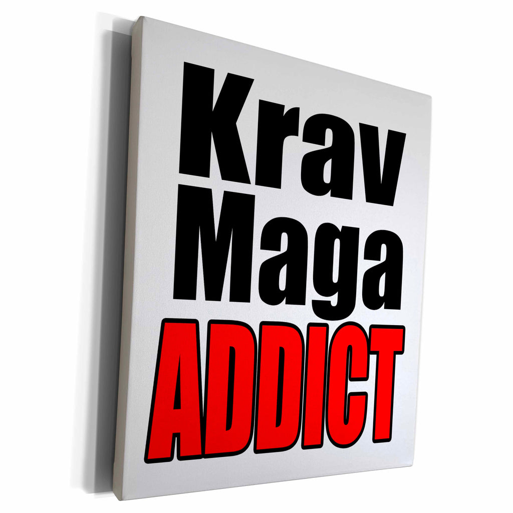 3dRose EvaDane - Funny Quotes - Krav Maga Addict - Museum Grade Canvas Wrap (cw_161095)