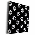 3dRose Black and white Paw print pattern - pawprints - cute... - Museum Grade Canvas Wrap (cw_161522)