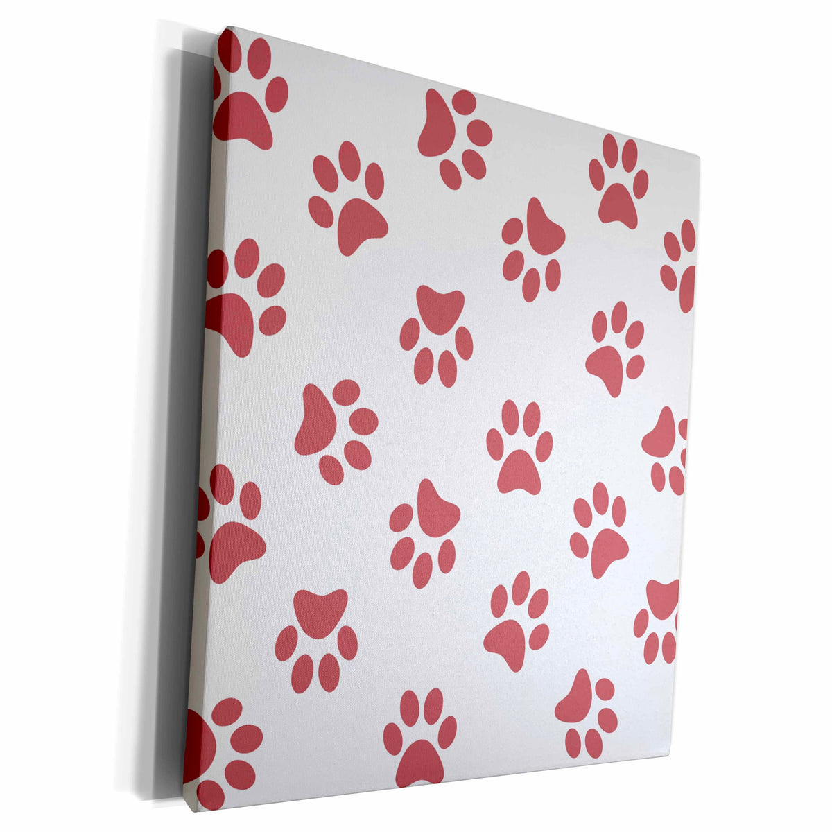 3dRose Brown and white Paw print pattern - pawprints - cute... - Museum Grade Canvas Wrap (cw_161524)