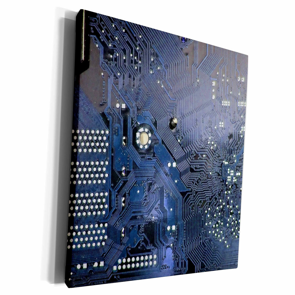 3dRose Blue computer chip macro photography - microchip -... - Museum Grade Canvas Wrap (cw_161560)