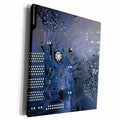 3dRose Blue computer chip macro photography - microchip -... - Museum Grade Canvas Wrap (cw_161560)