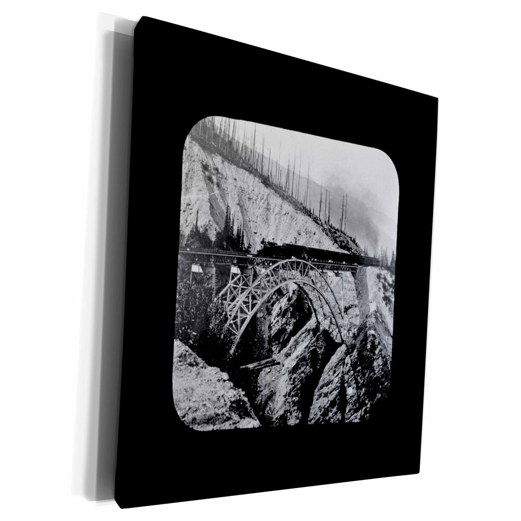 3dRose Train Crossing Arched Bridge Magic Lantern Slide... - Museum Grade Canvas Wrap (cw_16190)