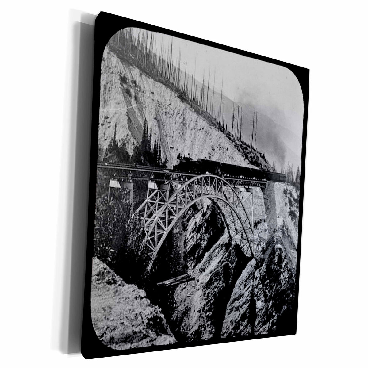 3dRose Train Crossing Arched Bridge Magic Lantern Slide... - Museum Grade Canvas Wrap (cw_16192)