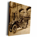 3dRose Vintage Fire Engine with Company Sepia - Museum Grade Canvas Wrap (cw_16229)