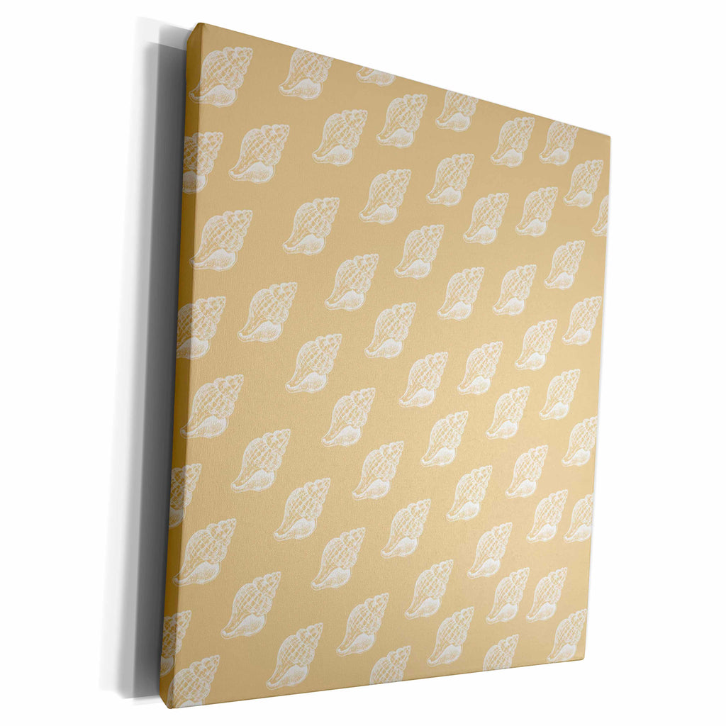 3dRose PS Beach - Peach and White Sea Shells beach theme - Museum Grade Canvas Wrap (cw_162290)