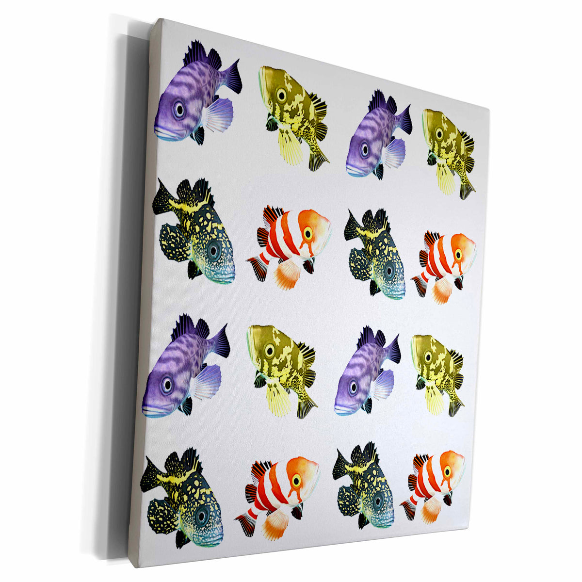 3dRose Boehm Graphics Pattern - Sea Bass Fish Pattern - Museum Grade Canvas Wrap (cw_162370)