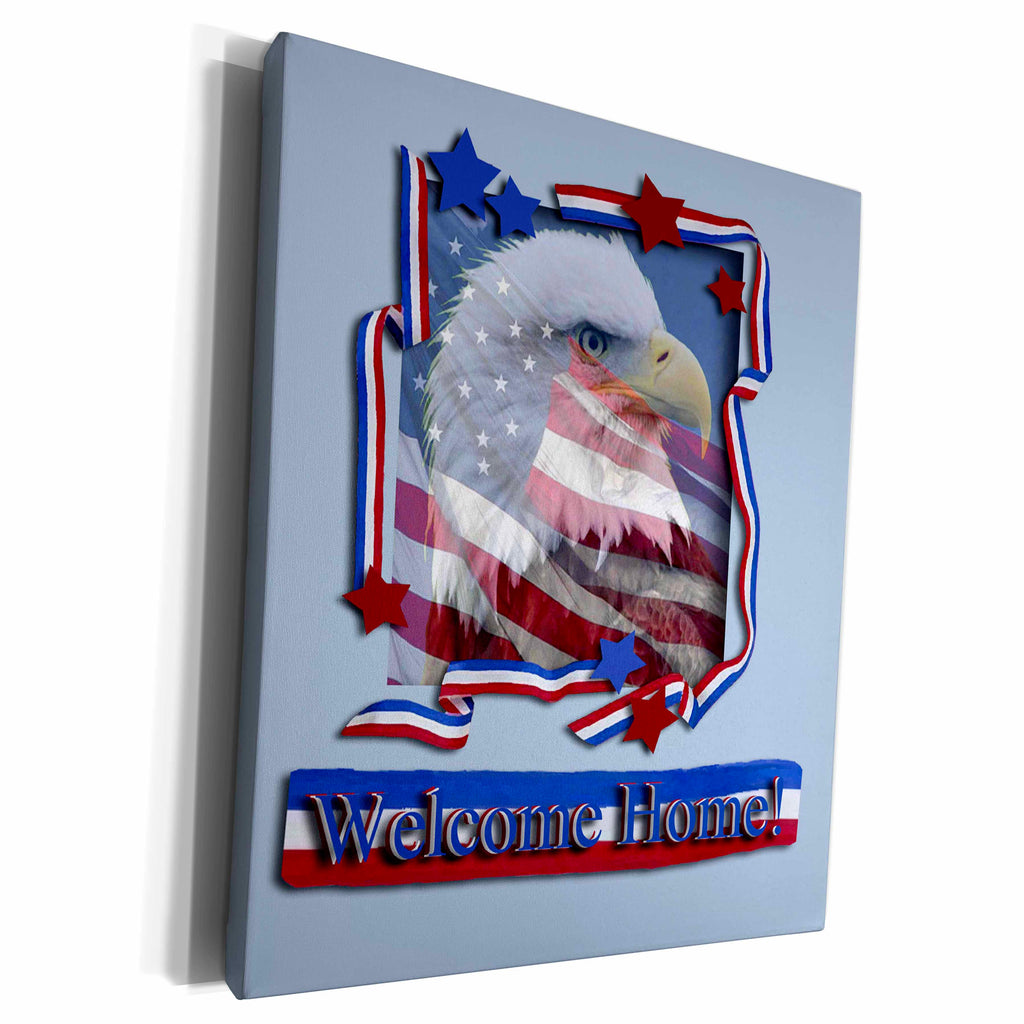 3dRose Welcome Home Patriotic Eagle - Museum Grade Canvas Wrap (cw_16336)