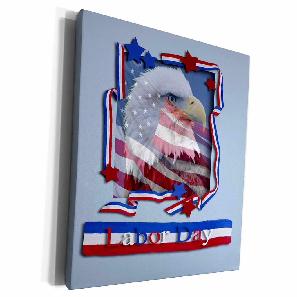 3dRose Labor Day Patriotic Eagle - Museum Grade Canvas Wrap (cw_16340)