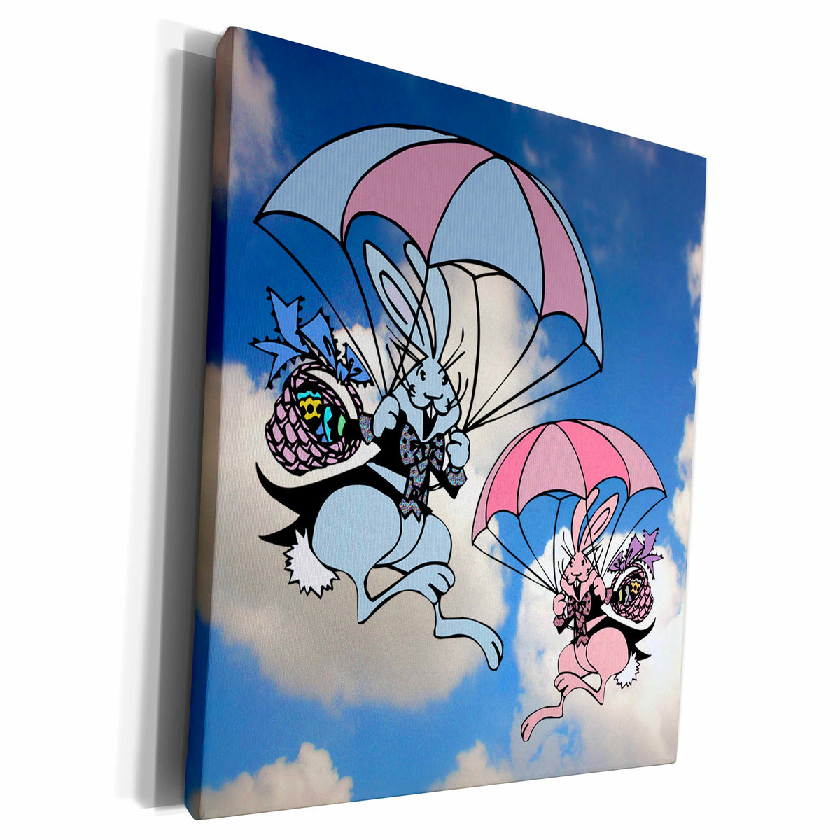 3dRose Skydiving Easter Bunnies with Parachutes and Clouds... - Museum Grade Canvas Wrap (cw_164734)