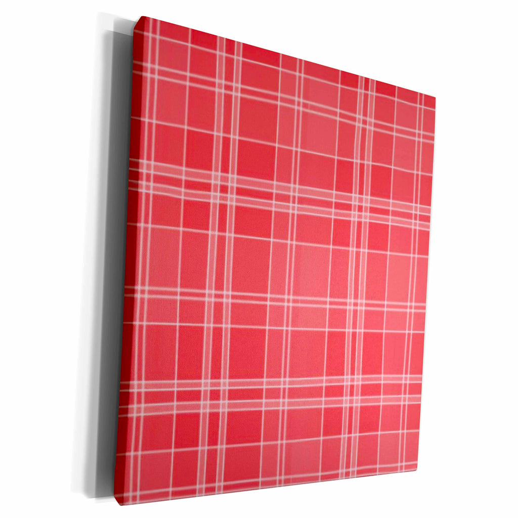 3dRose TNMGraphics Patterns - Pale Red Plaid - Museum Grade Canvas Wrap (cw_16481)