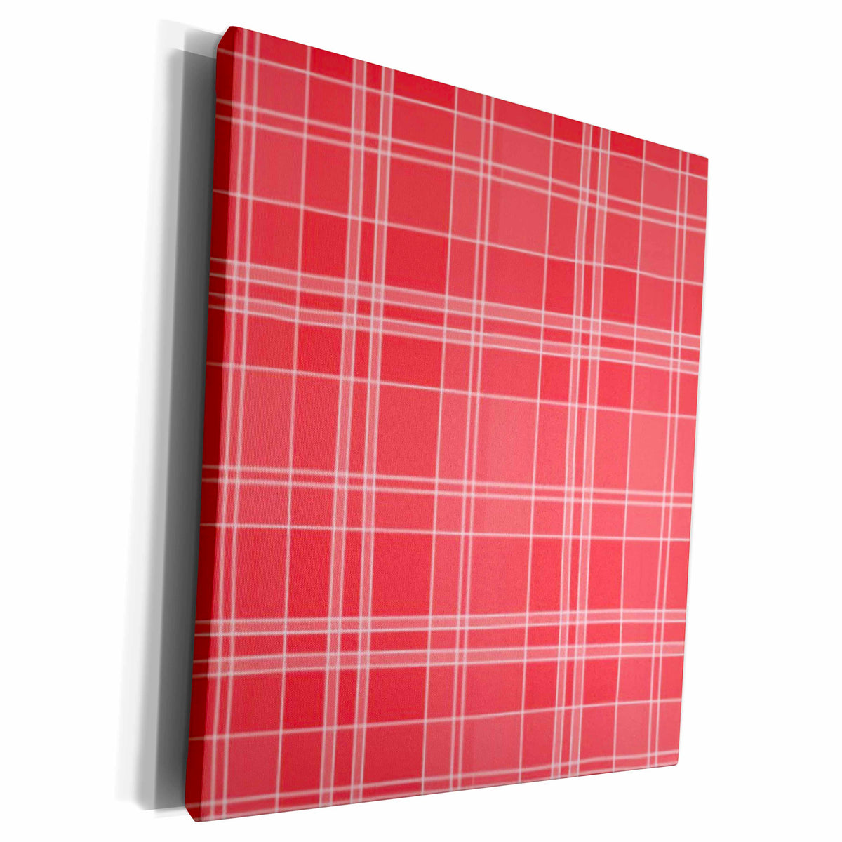 3dRose TNMGraphics Patterns - Pale Red Plaid - Museum Grade Canvas Wrap (cw_16481)